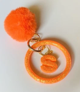 Glitter Orange Resin Keychain Bracelet Set - Picture 1 of 8