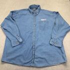 Vintage Coosa County Denim Shirt Mens 2XL Bush Cheney 2004 Button Up Blue 