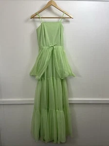Vestido largo vintage Berketex verde flotante con tiras de nailon talla XS - Imagen 1 de 10