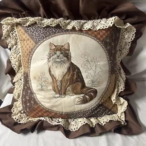 Vintage Patchwork Fabric Cat Pillow Please Read Description - Picture 1 of 14