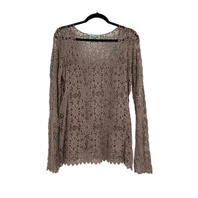Maurices Crochet Boho Floral Taupe Natación Playa Top XL Foto 1 de 4