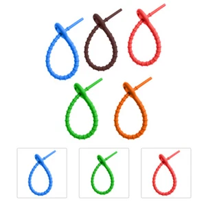 10 Pcs Silicone Fil Bande Câble Données Cordon Attaches Organisateurs de Voyage - Photo 1/12