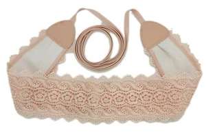 Women Wide Ivory Cream Faux Leather Wrap Around Tie Belt Flowers Lace Size S M L - Picture 1 of 27