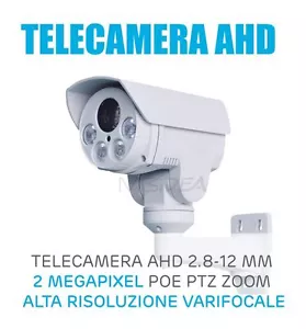 TELECAMERA AHD 2.8-12 MM 2 MEGAPIXEL POE PTZ ZOOM ALTA RISOLUZIONE VARIFOCALE - Imagen 1 de 1