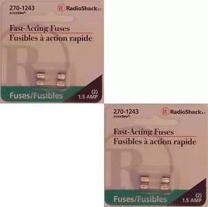 RadioShack Fusibili in Vetro ad Azione Rapida 1,5 Ampere 250 Volt 5x20mm 1,5A 250V 4/PK - Foto 1 di 2