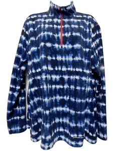 Top polar ultra suave con cremallera EDDIE BAUER 1/4 para mujer Plus 2XL azul blanco tie dye - Imagen 1 de 8