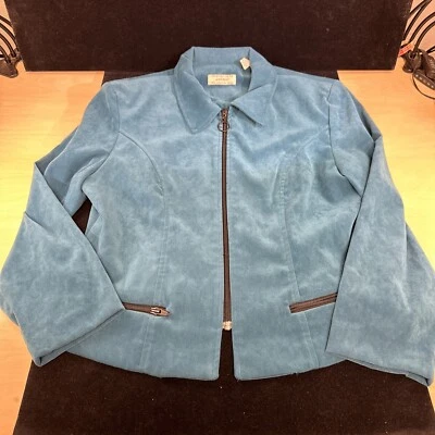 Chaqueta Lord & Taylor Mujer Marrón Cuello Manga Larga Cremallera Completa Talla 14P Verde azulado Foto 1 de 4