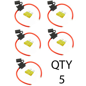 (5) True Spec OFC 10 AWG Gauge ATC Inline Fuse Holder Fuseholder cover & (5)