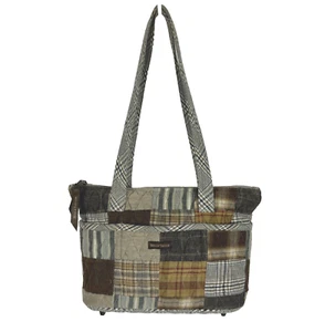 Bella Taylor Shoulder Handbag Tote Quilted Patchwork Brown Beige Zip Cottagecore - Picture 1 of 16