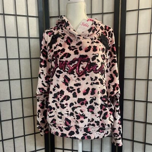 Justice Pink Cheetah Print Soft Pullover Hoodie Sweatshirt Girl's X-L (16-18) - Picture 1 of 9