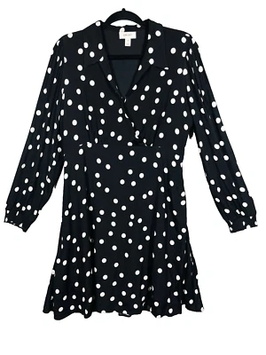 Womens Faux Wrap Polka Dot Dress Size 10 High Waist Swing Hem Career Office NWT - Image 1 of 4