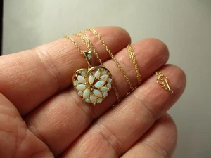 14k Gold Australischer Opal Multi-Edelstein Cluster Herz Anhänger mit 18" Kette - Bild 1 von 23