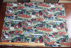 Vintage Baumwolle Herbst Stoff 56" x 40" Kürbisse, Kühe, Vogelscheuche, Landschaft - Bild 1 von 5