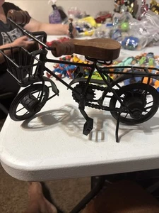 Vintage-Style Decorative Miniature Bicycle - Metal Frame, Wood Accents, Movable - Picture 1 of 1