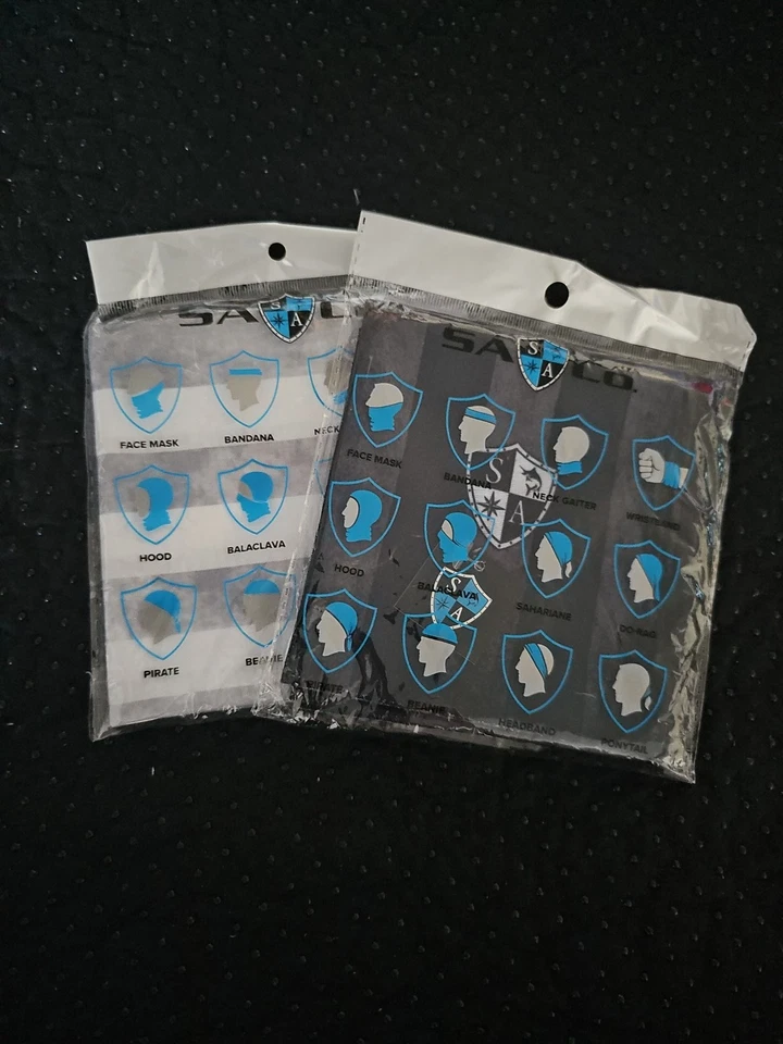 X2 SA Co. Polaina para cuello, máscara facial, diadema de tela bandana - gris/blanco - azul - nuevo Foto 1 de 2