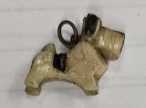 1930s-40s Vintage White Scottie Dog Celluloid Pendant Charm SCOTTISH TERRIER - Picture 1 of 2