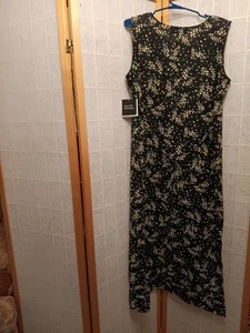 Sag Harbor dress SZ.14 sleeveless black floral 54 inches long NWT chest 22 - Picture 1 of 5