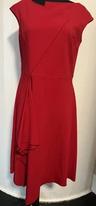 Worth New York Dress Womens 4 A-LIne Asymmetric Hem Career Classic Lined Zip Red - Picture 1 of 15