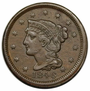 1846 Braided Hair Large Cent, Small Date, N-9, ex Grellman collection - Picture 1 of 3