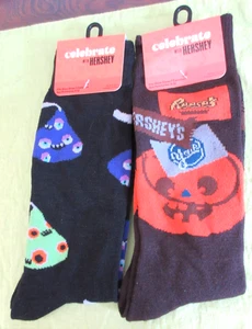 2 Pair Hershey's Candy Crew Socks Adult Shoe Size 6-12 Halloween Reese's NEW - Bild 1 von 2