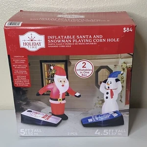 New Holiday Time Inflatables Santa Snowman Cornhole Lights Up Indoor/outdoor - Picture 1 of 4