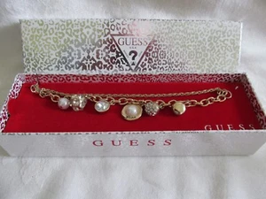 Guess Gold Tone Double Chain Charm Bracelet 7" - Picture 1 of 4