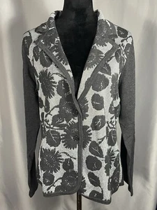 Isaac Mizrahi Live Black Gray Silver Metallic Cardigan Sweater Blazer Sz Large - Picture 1 of 8