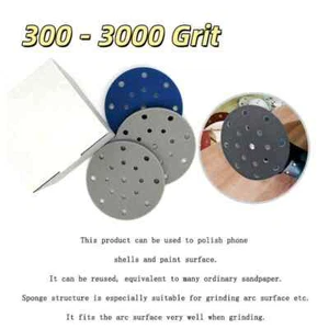 300 - 3000 Grit 6 Inch(150mm)Hook & Loop Sponge Sandpaper 17 Hole Sanding Discs - Picture 1 of 6