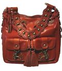 Isabella Fiore Snake Charmer Red Studded Embossed Leather Shoulder Handbag $695