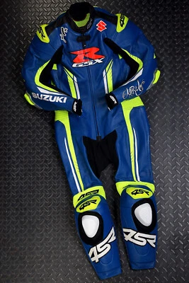 Suzuki Motorbike Cowhide Leather Suit Men Motorcycle Street Racing Riding Suit - Image 1 of 2