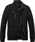 Wantdo Men's Military Jacket Casual Bomber Jacket Stand Collar Canvas Jacket Win