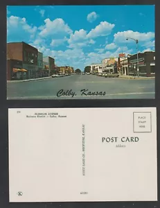 Postal Colby Kansas Franklin Avenue Business District cromada sin usar - Imagen 1 de 3