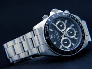 Unisex Chronograph Cavadini 40 mm Edelstahl schwarz The third Eye CV-461 - Bild 1 von 2