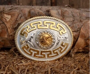 EL CENTENARIO 50 PESOS mariachi cowboy western alpaca belt buckle - Picture 1 of 4
