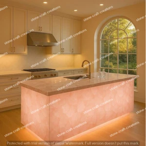 Rose Quartz Kitchen Island Countertop – Natural Crystal Stone Slab For Kitchen - Picture 1 of 9