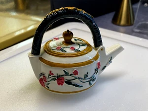 Vintage Miniature Hand Painted Resin Teapot White Pink Roses - Picture 1 of 10