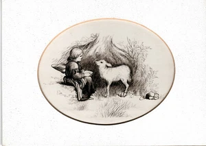 PET LAMB; DISEGNO ORIGINALE a penna e inchiostro 1852 di Fannie W Young dalla poesia di Wordworth - Foto 1 di 2
