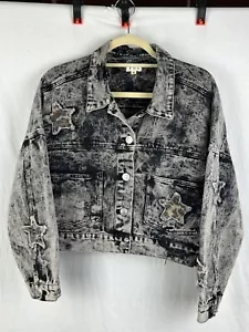 POL Denim Jacket Distressed with Stars Size Small - Picture 1 of 24