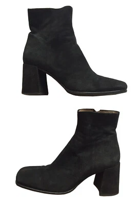 Botines de Tacón FREE LANCE Negro Gamuza Cremallera Hechos en FRANCIA Talla 37 De Colección Foto 1 de 4