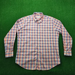 Peter Millar Crown Shirt Mens XL/2XL Orange Blue Plaid Button Down Summer Casual - Picture 1 of 8