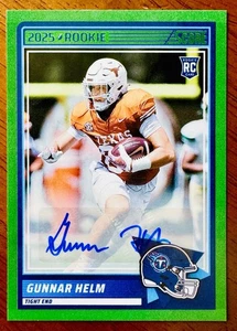 2025 Score #99 Gunnar Helm Rookie Card AUTO GREEN PARALLEL SP Titans Longhorns - Picture 1 of 4