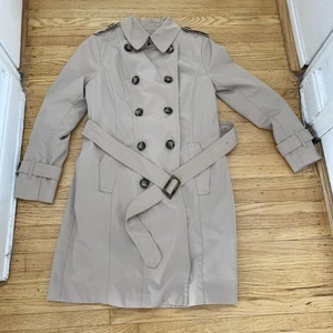 LONDON FOG Double Breasted Knee Length Trench Sz PS Pre-owned - Picture 1 of 6