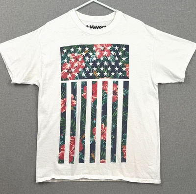 Camiseta Tony Hawk Diseño Bandera Americana Camiseta Blanca Para Hombre Grande Floral Foto 1 de 4