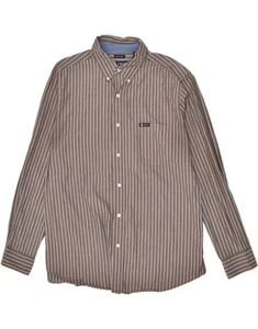 CHAPS Mens Easy Care Shirt XL Grey Striped Cotton AL13 - Picture 1 of 3