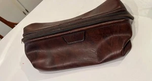 VINTAGE ROLFS Marrón Viaje Dopp Kit Bolsa de Afeitar Años 70 Vinilo - Imagen 1 de 8