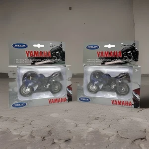 Welly Yamaha YZF-R1 1:18 Die Cast Motorcycle 2008 Model Blue Authentic Details - Picture 1 of 12