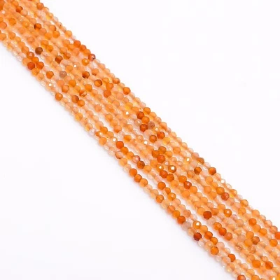 Cuentas micro facetadas redondas de piedras preciosas de cornalina natural 2,5-3 mm hilo 12,5" 79 Foto 1 de 2