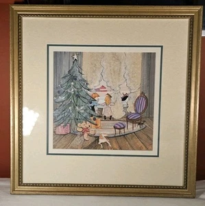 Vintage P Buckley Moss Christmas Print "Making Memories" - Picture 1 of 3
