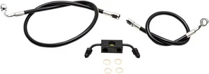 LA Choppers Black Braided Brake Line Kit Black For HD XL 1200 C - 38 CM - 43 CM - Picture 1 of 1