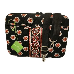 VERA BRADLEY Mini Estuche para Laptop Pirueta con Correa Negro Floral Estuche Rígido 12x8.5" - Imagen 1 de 10